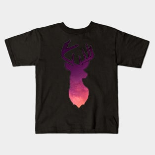 Twilight pink shooting star cosmic deer Kids T-Shirt